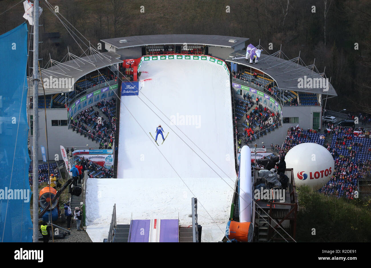Fans  World Cup FIS Ski Jumping on November 17, 2018 in Wisla, Poland. Stock Photo