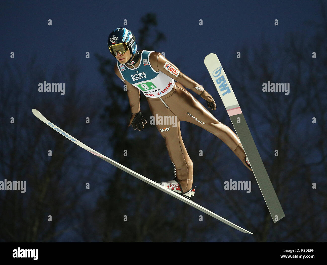 Jakub Wolny  World Cup FIS Ski Jumping on November 17, 2018 in Wisla, Poland. Stock Photo