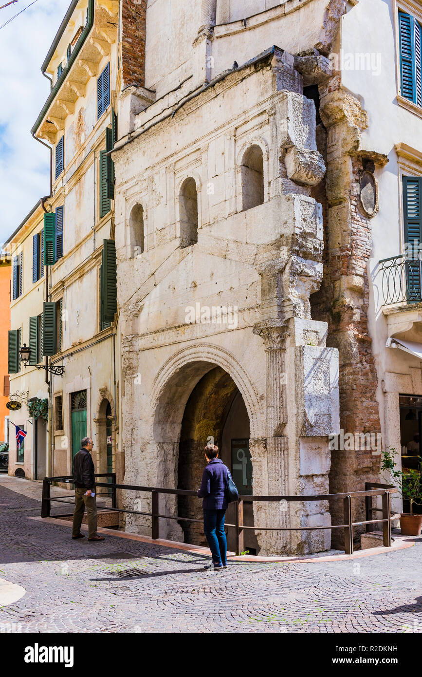 Porta Leoni is an ancient Roman gate in Verona, Veneto, Italy, Europe Stock  Photo - Alamy