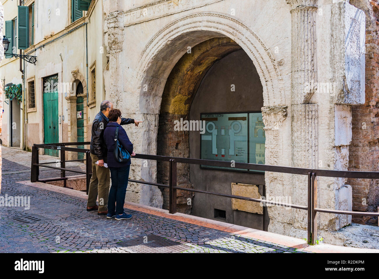 Porta Leoni is an ancient Roman gate in Verona Veneto Italy