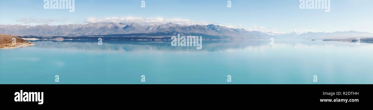 Panorama of Lake Pukaki Stock Photo