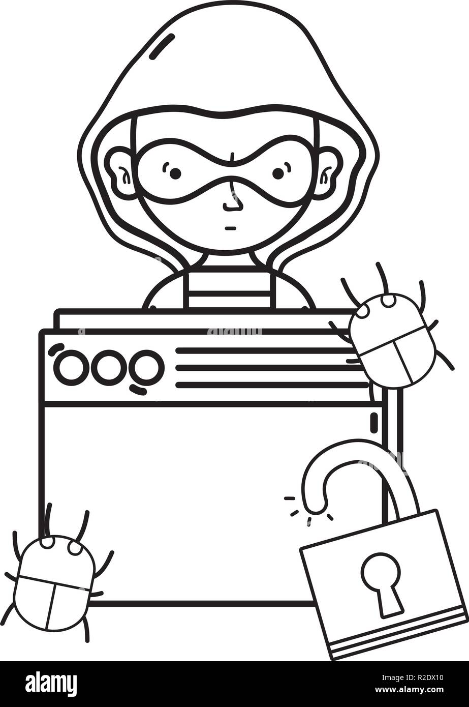 Hacker warning security warning Black and White Stock Photos & Images ...