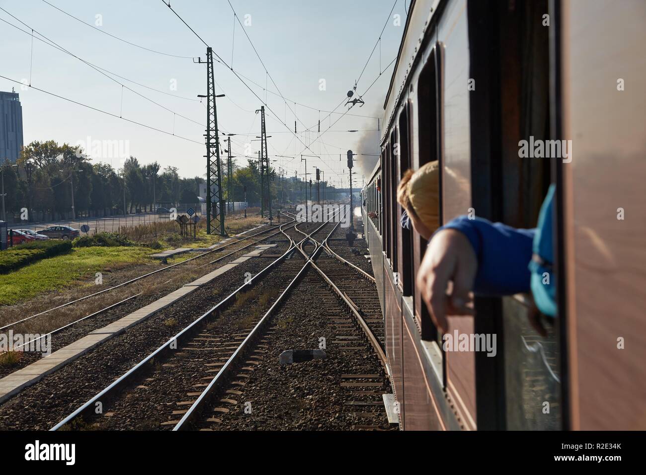 Train journey with steam Stock Photo Alamy