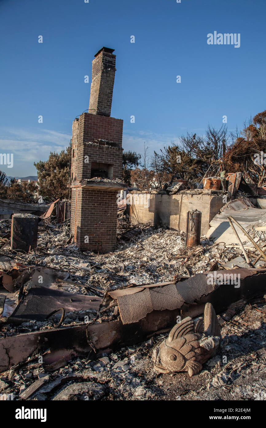 Destroyed home in Point Dume in Malibu. The Woolsey wildfire started on ...