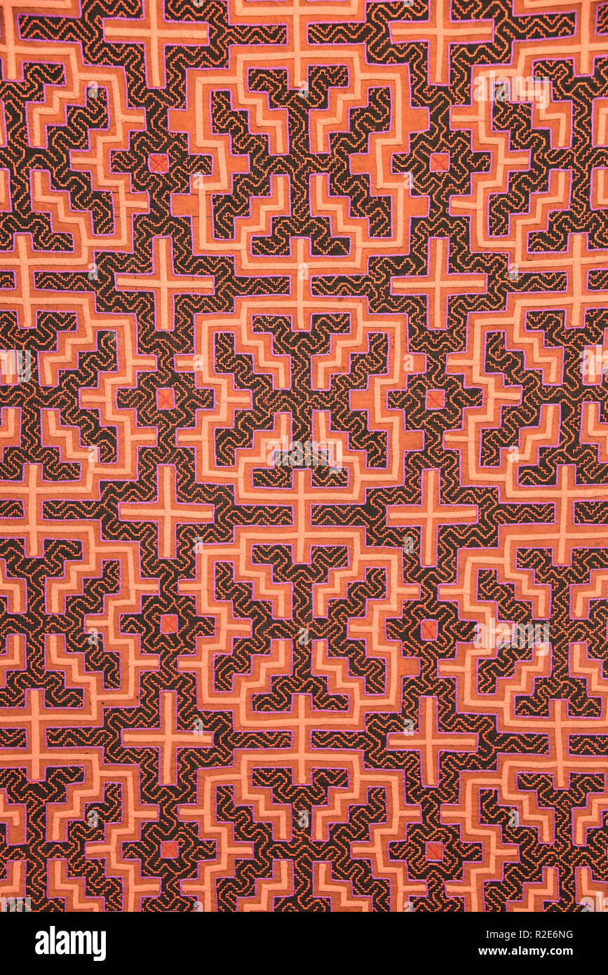 Traditional Peruvian Amazonian tribal textile designs Stock Photo