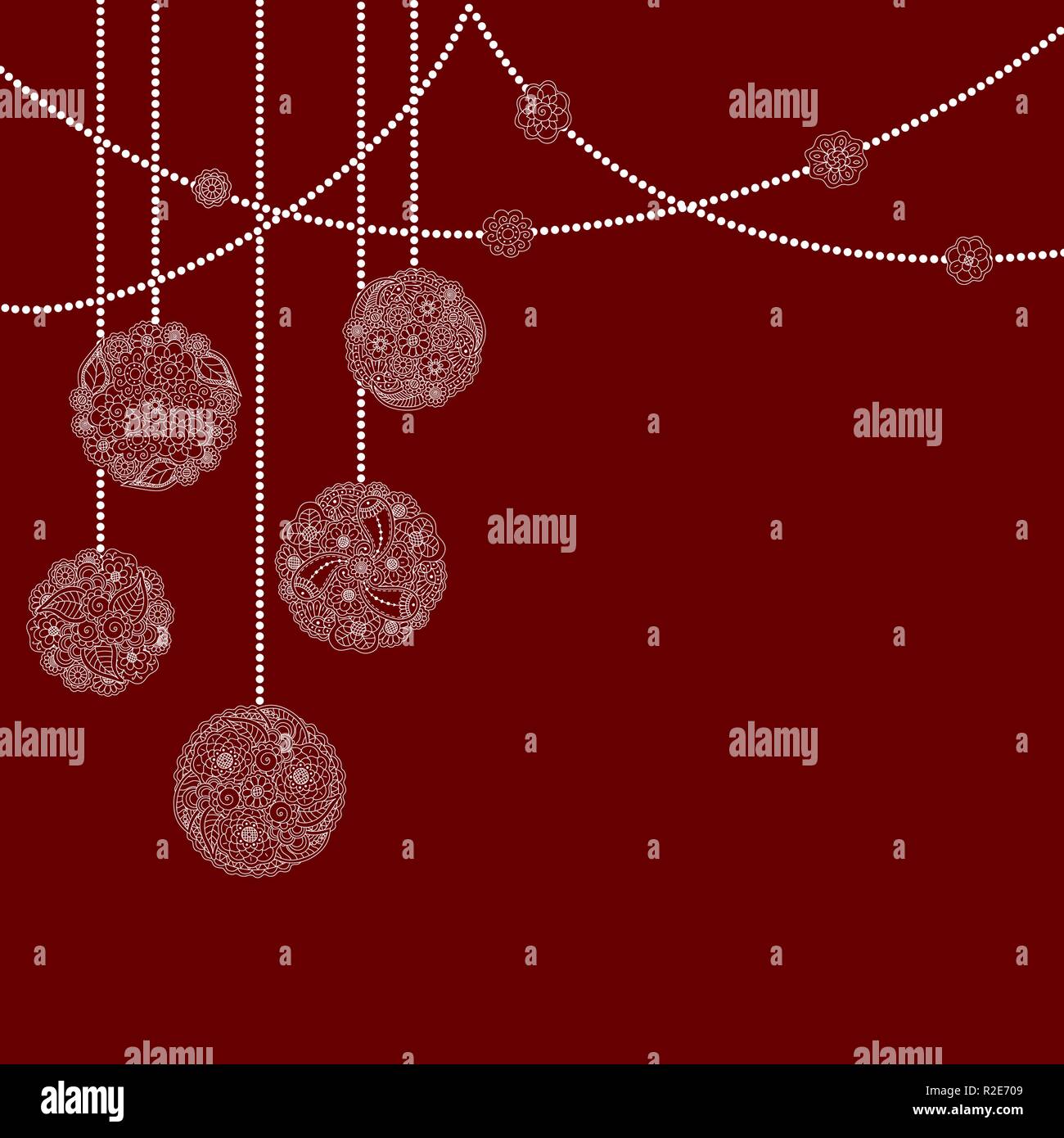 Vector decorative Christmas card with white tree ball from floral ...