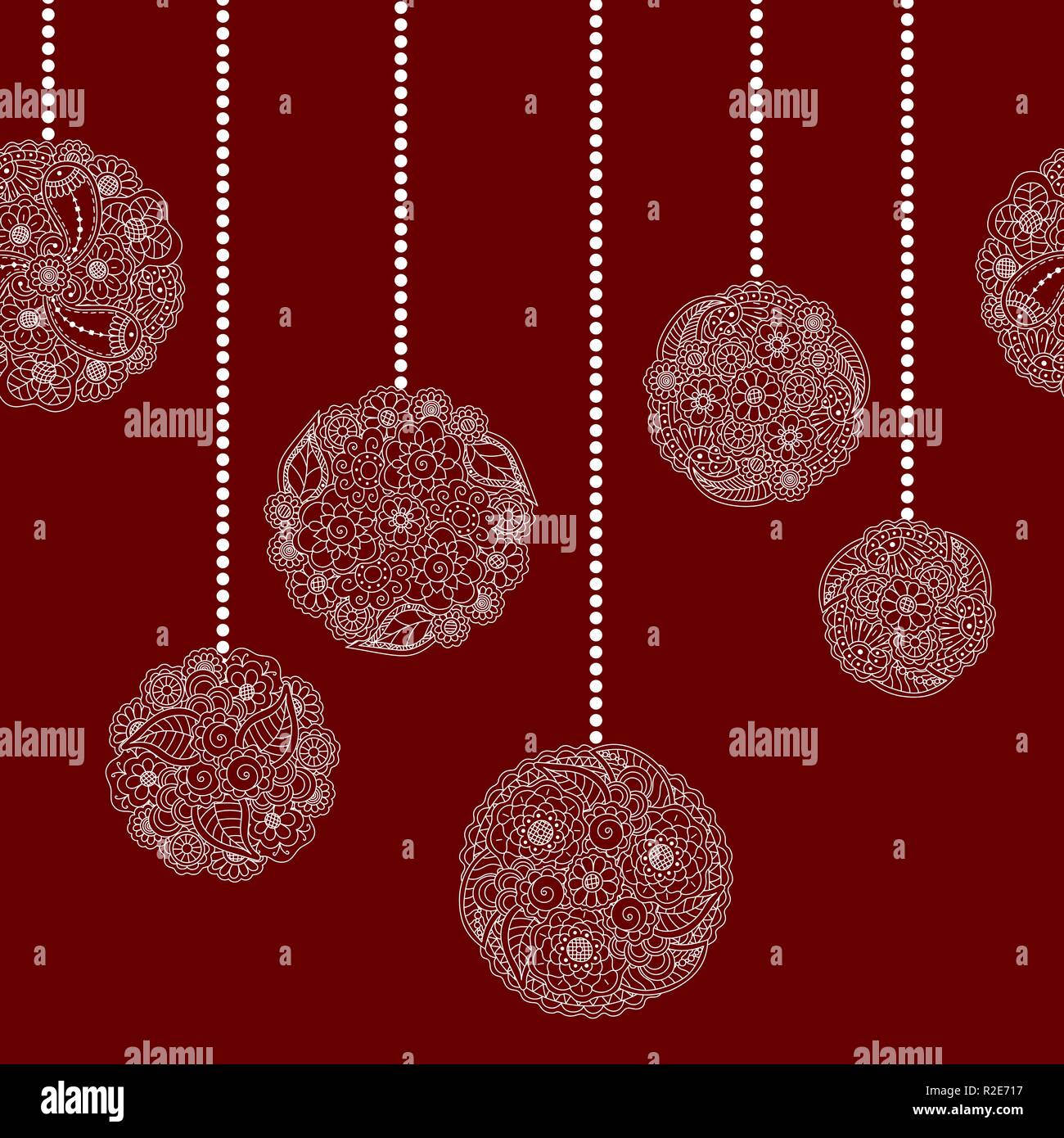 Vector decorative seamless Christmas border with white tree ball from ...