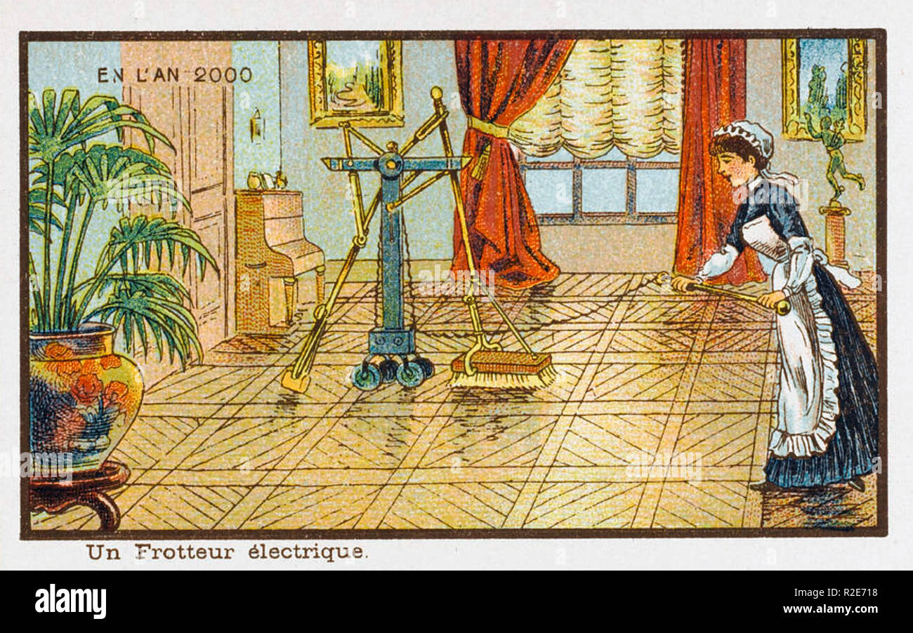 HOUSEWORK IN THE YEAR 2000 One of a series of French illustrations of the future published in 1899 Stock Photo