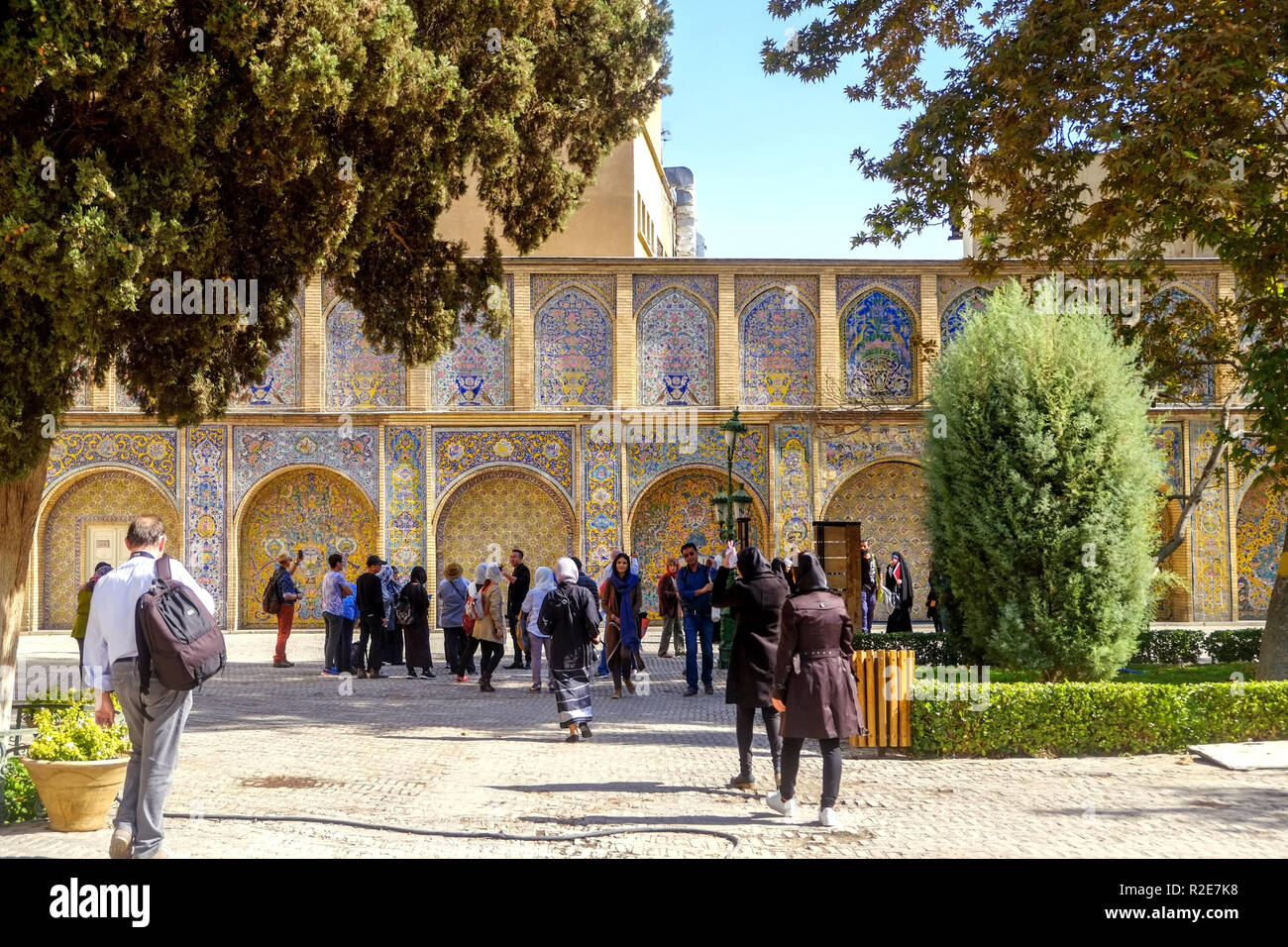 Tehran, Iran. October 23, 2016 : Tourists enjoy sightseeing around the Golestan palace. Stock Photo