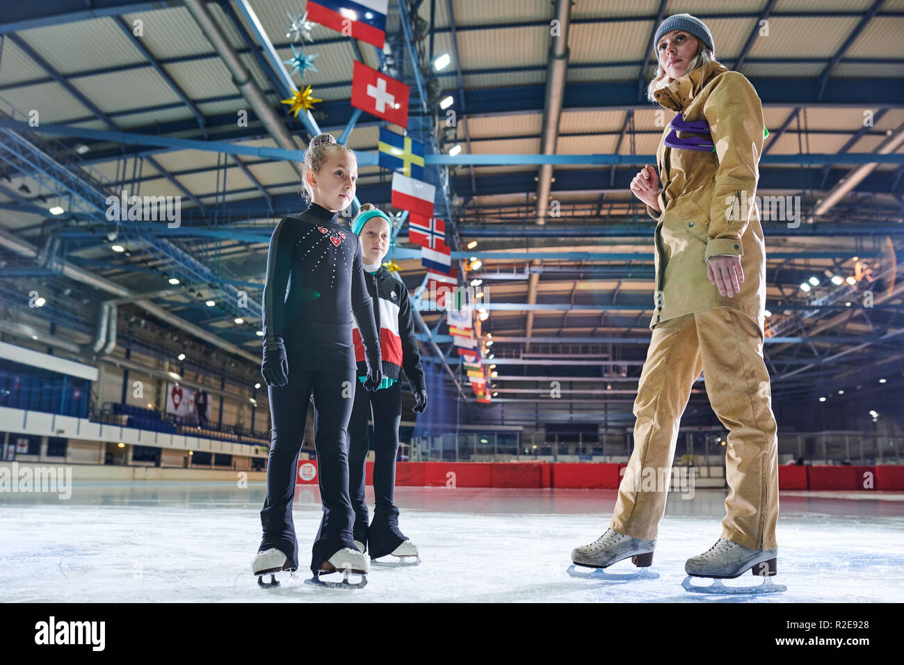 Two Girls in Figure Skating Training Stock Photo Alamy