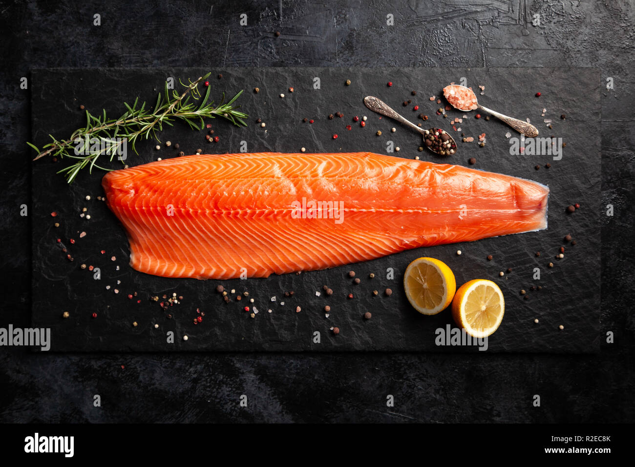 Salmon fish fillet Stock Photo - Alamy