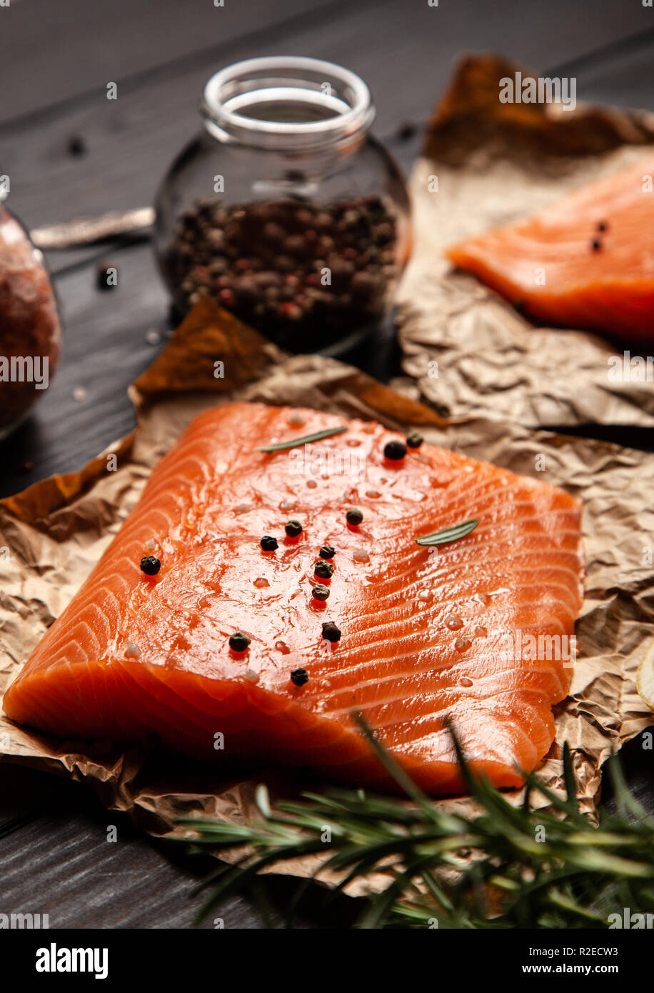 Salmon fish fillet Stock Photo - Alamy