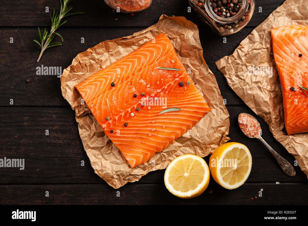 Salmon fish fillet Stock Photo - Alamy