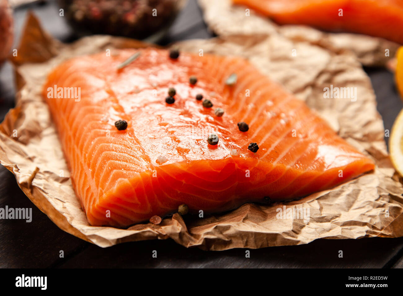 Salmon fish fillet Stock Photo - Alamy