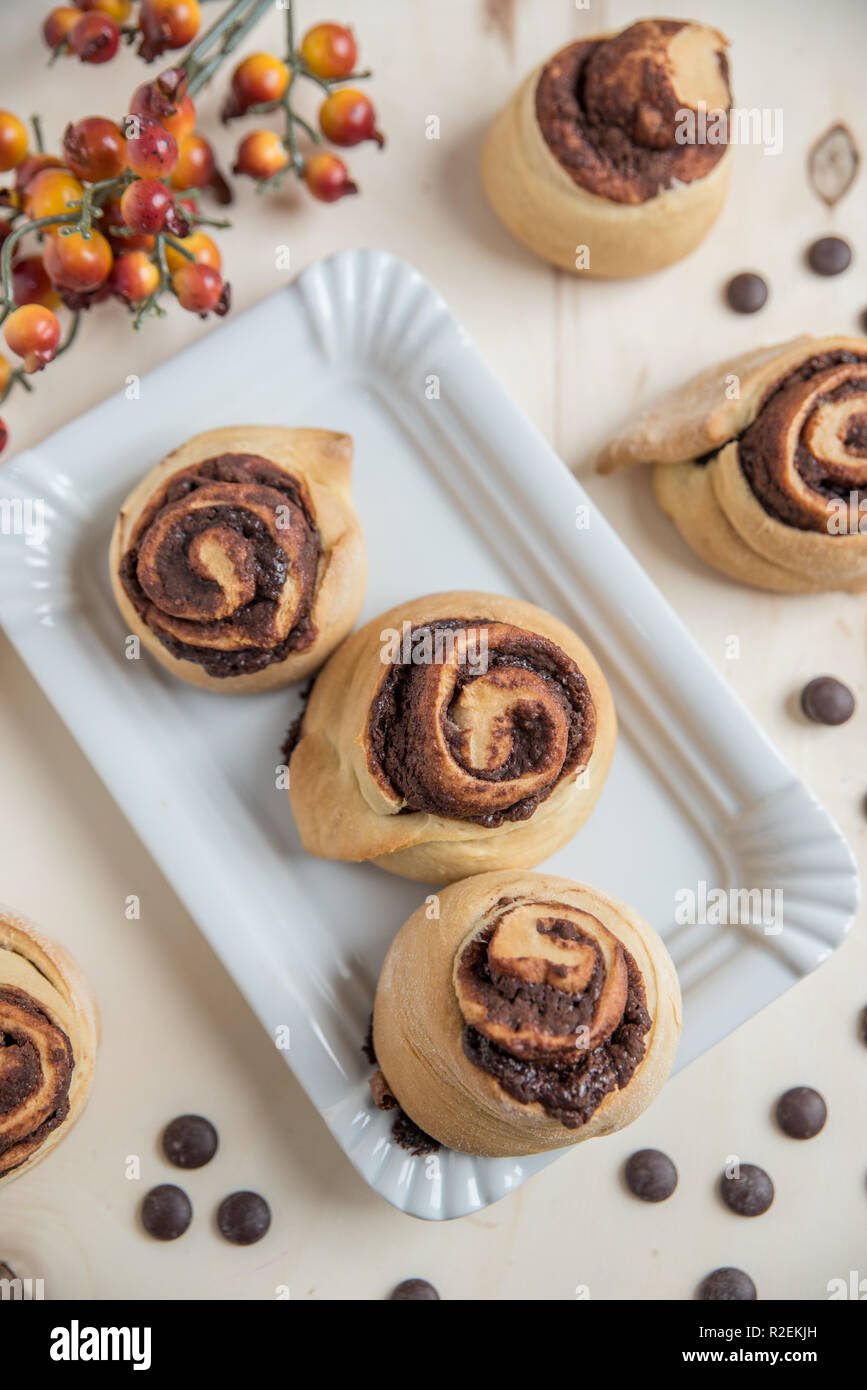 cinnamon and chocolate rolls Stock Photo