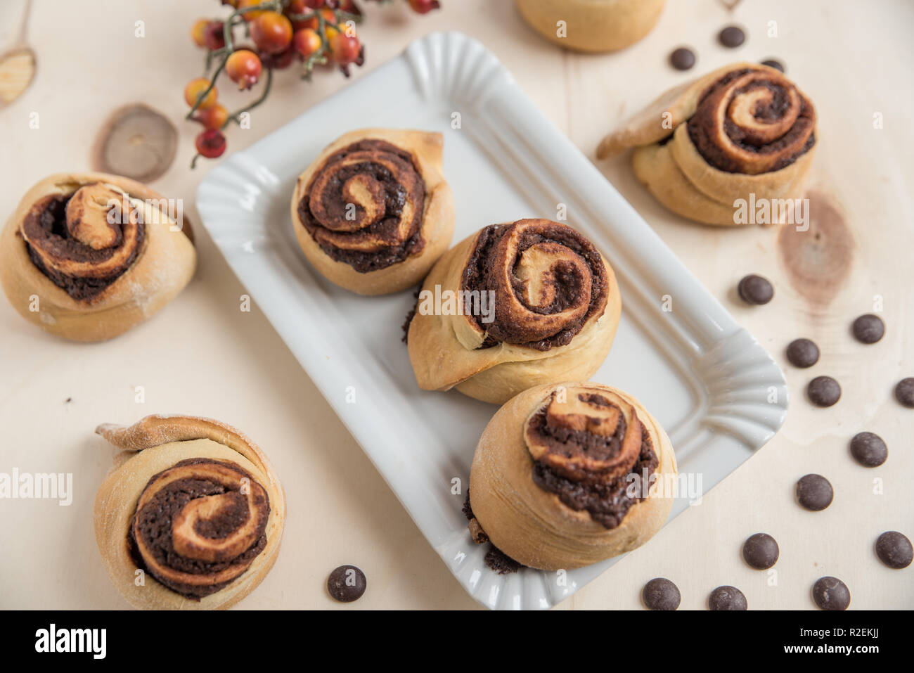 cinnamon and chocolate rolls Stock Photo