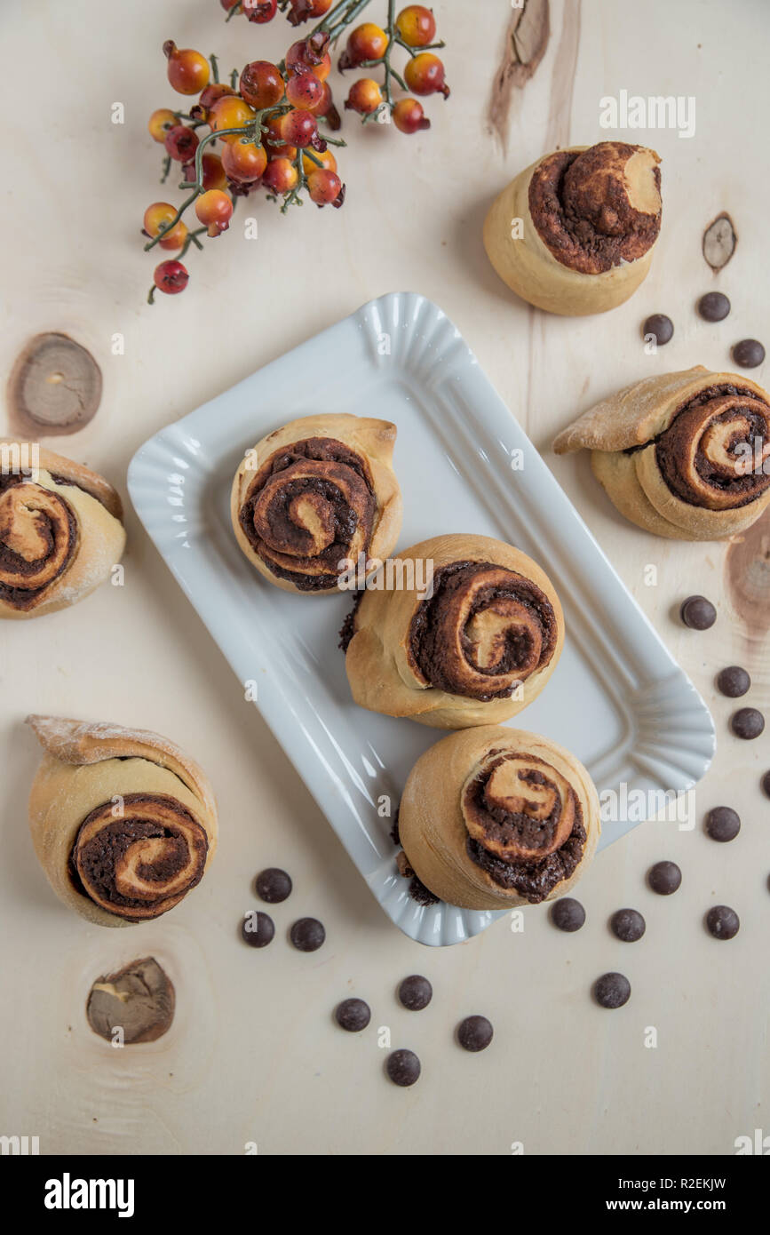 cinnamon and chocolate rolls Stock Photo
