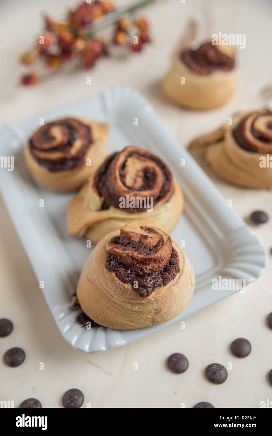 cinnamon and chocolate rolls Stock Photo