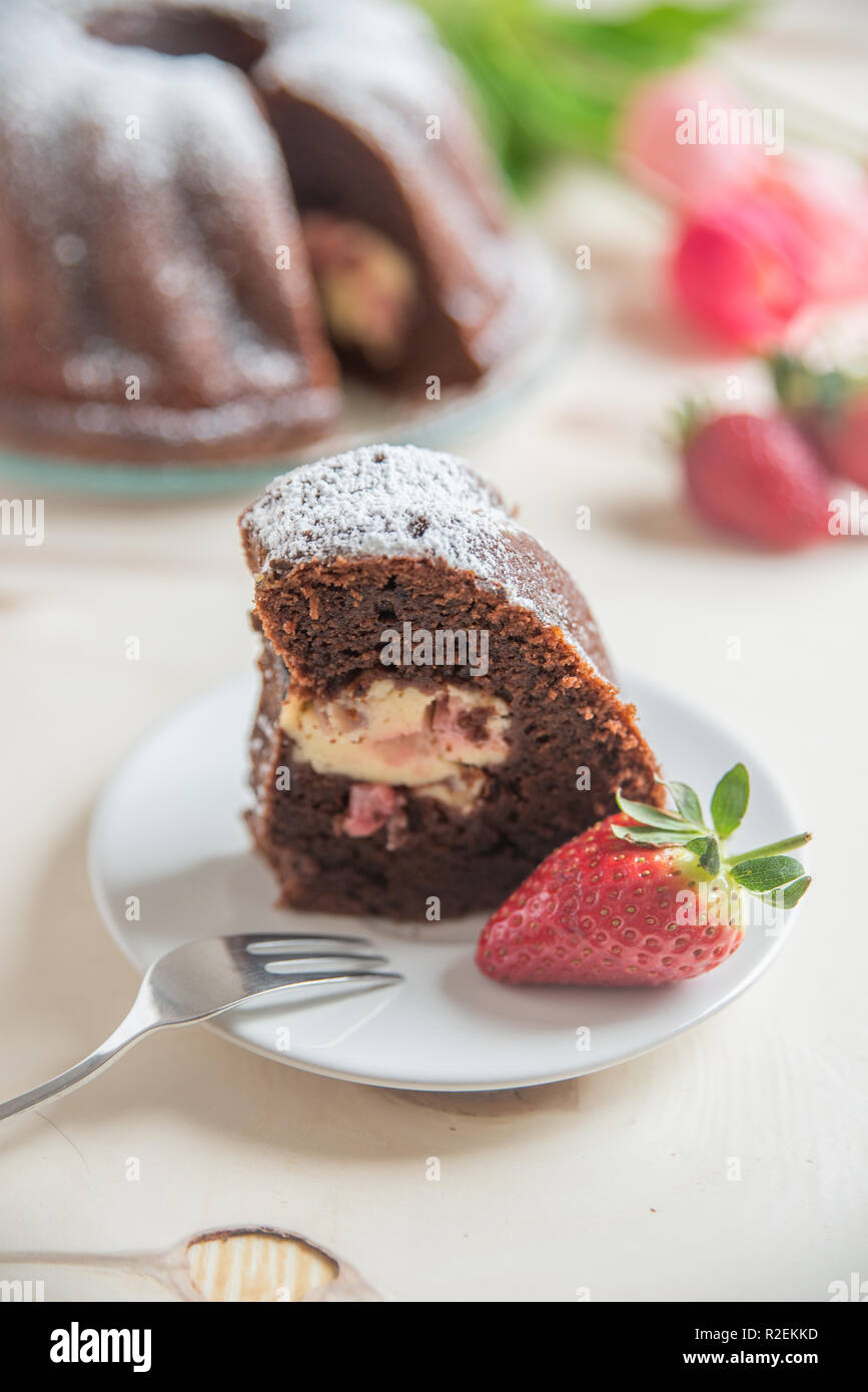 Chocolate Strawberry Cake Stock Photo - Alamy