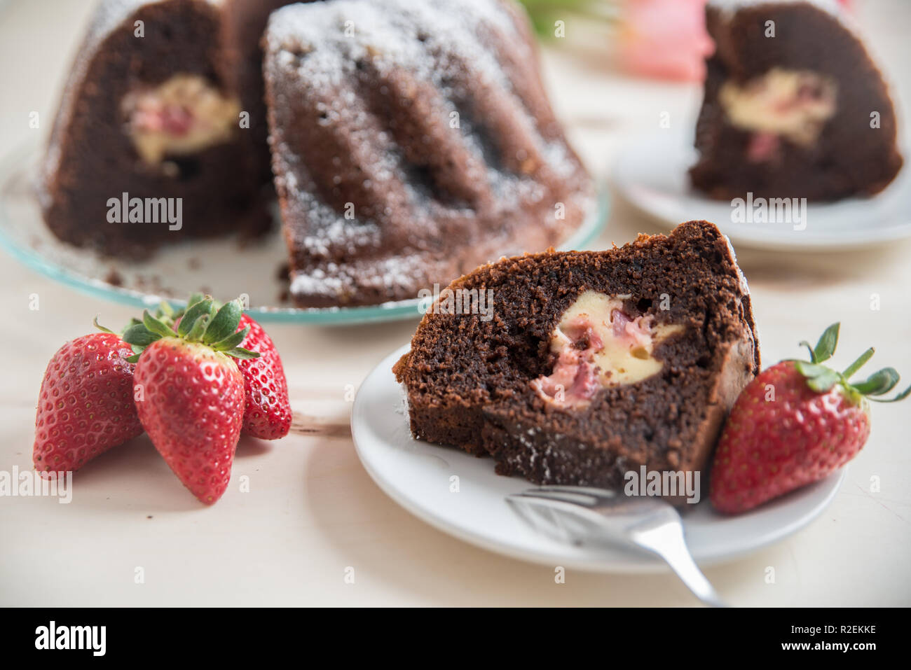 Chocolate Strawberry Cake Stock Photo - Alamy