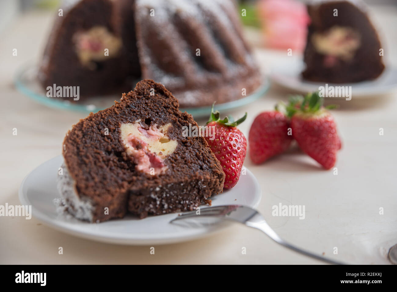 Chocolate Strawberry Cake Stock Photo - Alamy
