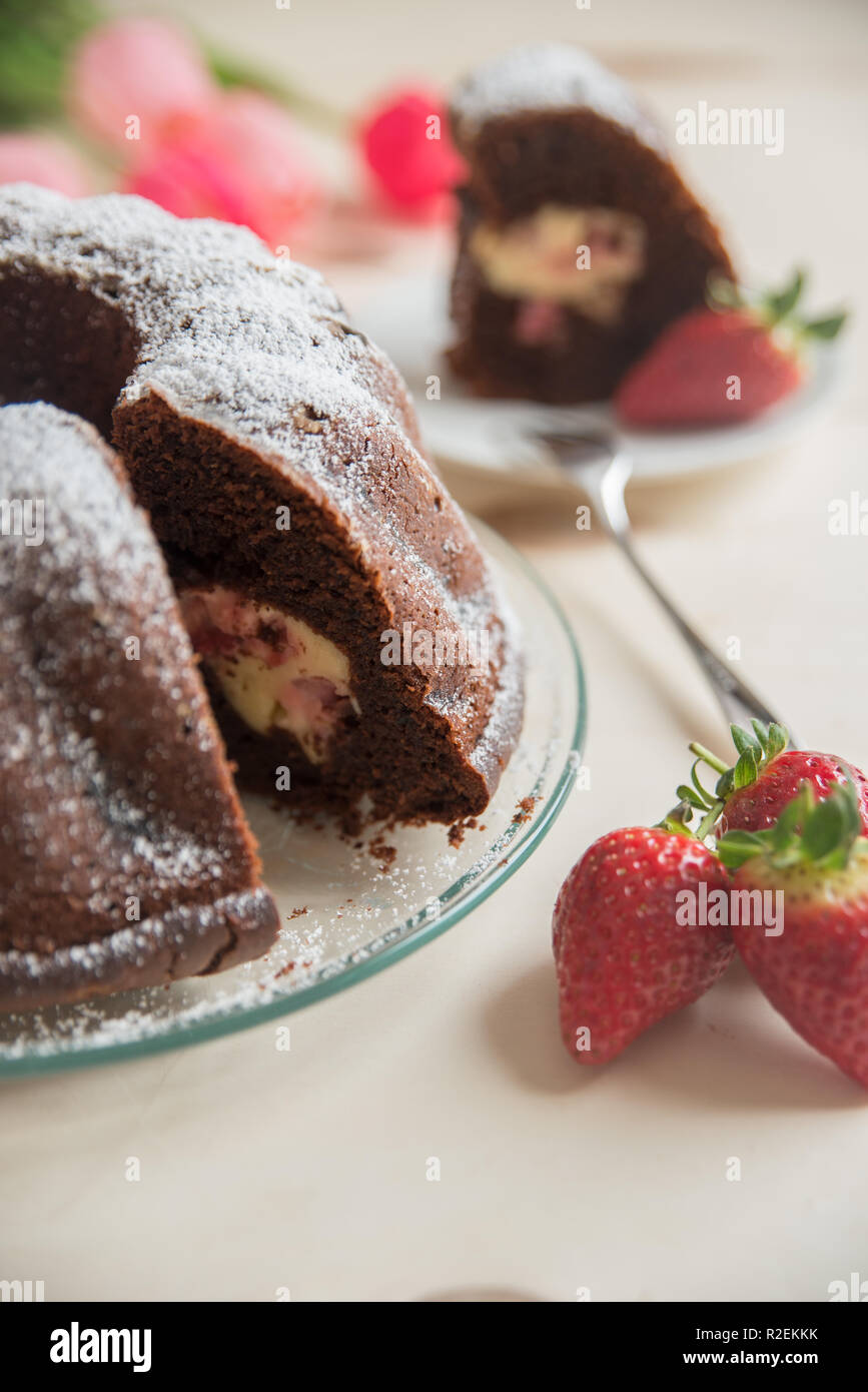 Chocolate Strawberry Cake Stock Photo - Alamy