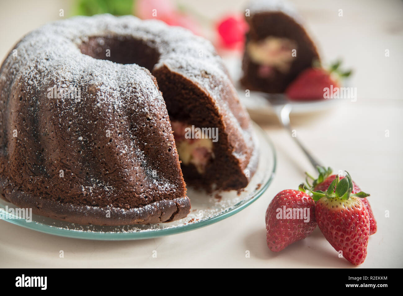Chocolate Strawberry Cake Stock Photo - Alamy