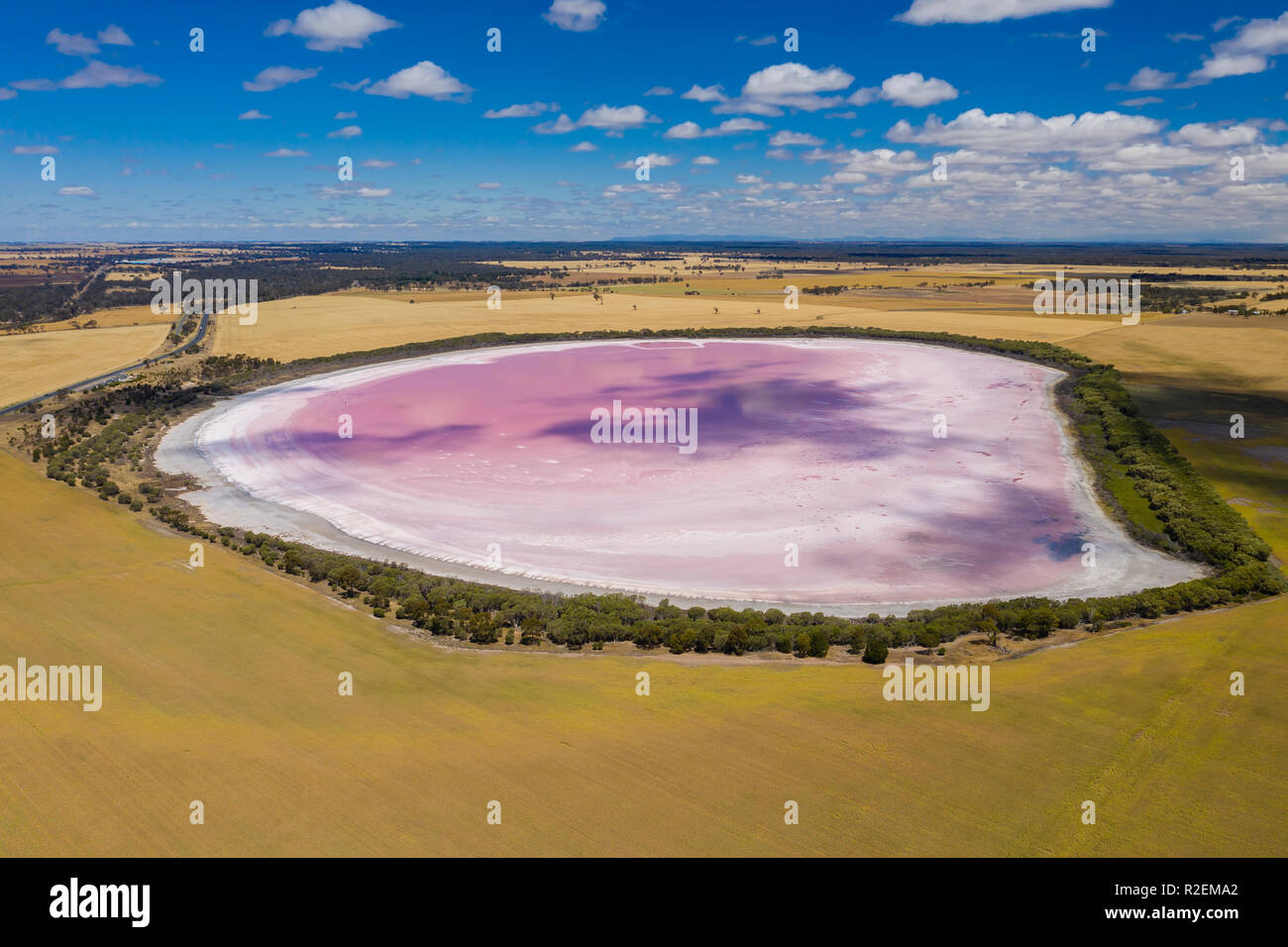 Aerial photo of Pink Lake in Australia Stock Photo Alamy