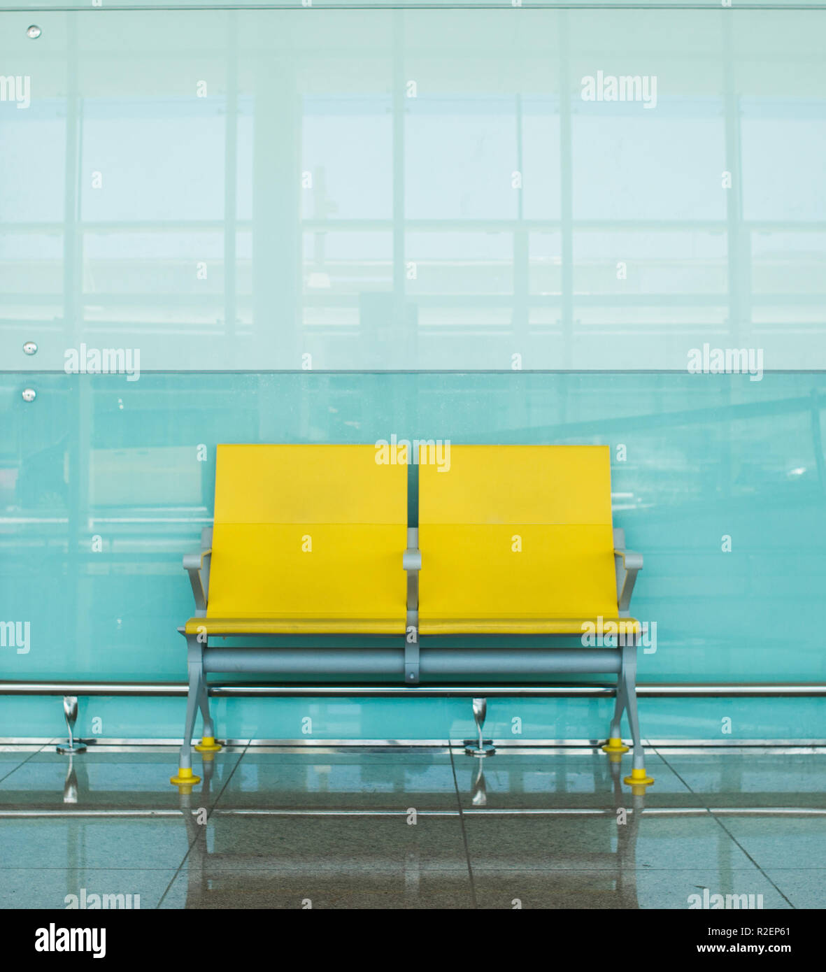 Yellow Empty Airport Terminal Chairs. Modern Interior Stock Photo - Alamy