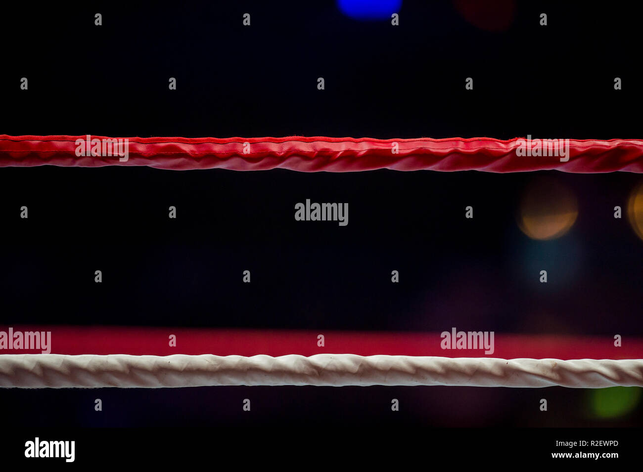 Boxing ring ropes with a blur spotlight Stock Photo Alamy