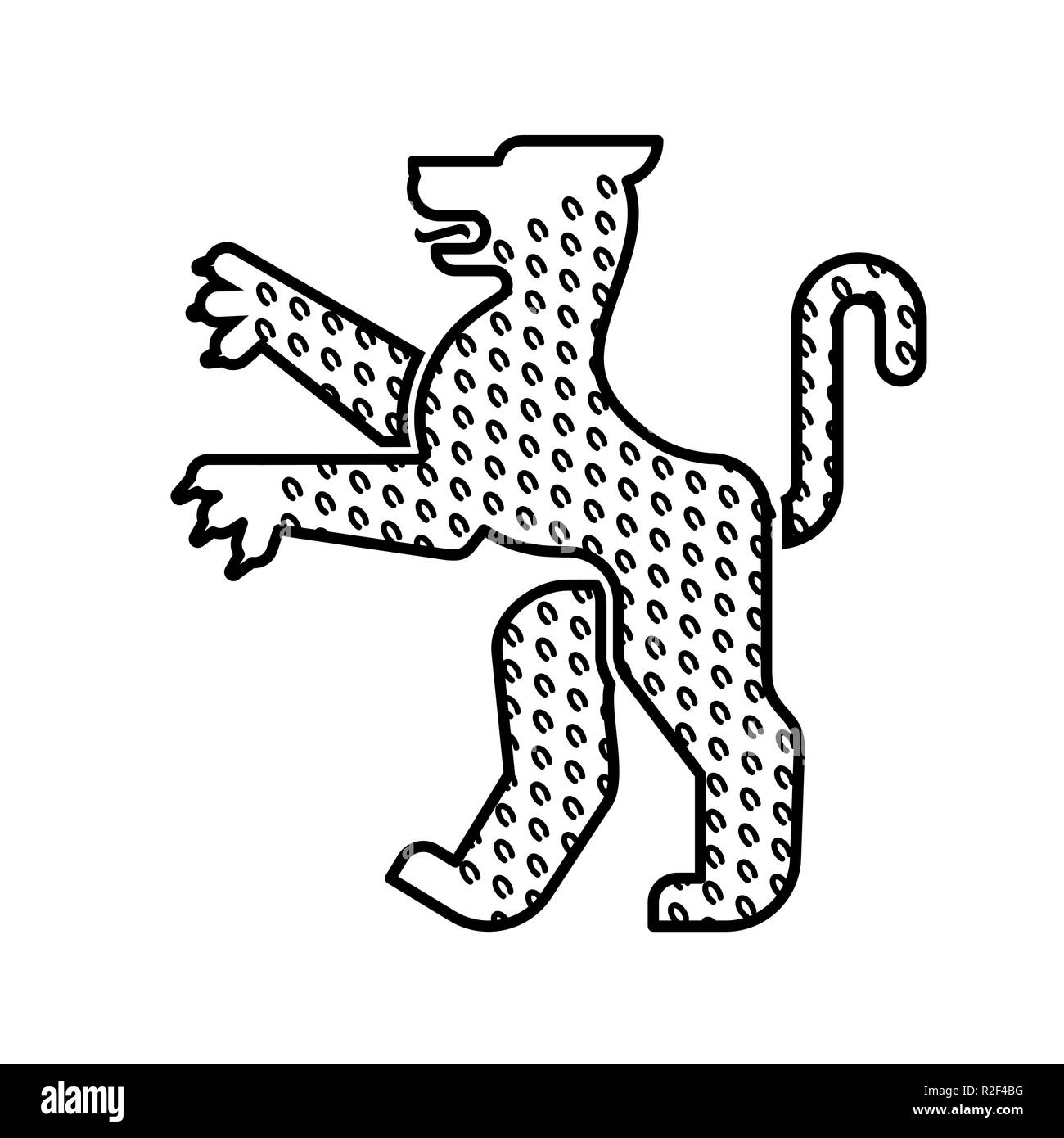 Leopard Heraldic animal silhouette. Fantastic Beast. Monster for coat of arms. Heraldry design element. Stock Vector