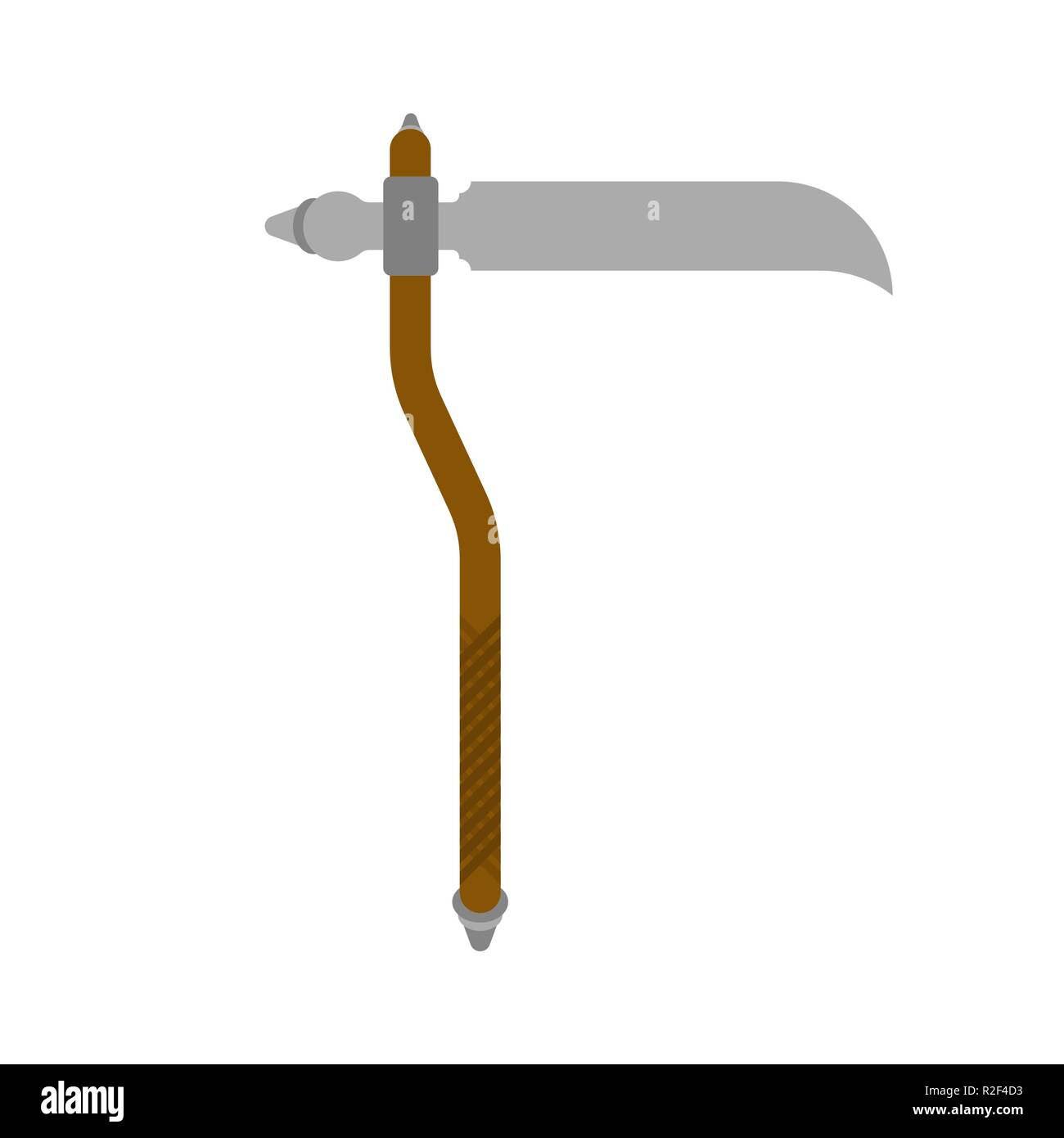 Scythe weapon isolated. Old medieval weapon for warriors. Stock Vector