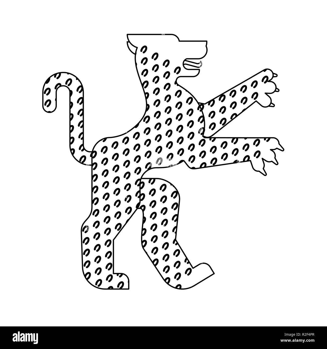 Leopard Heraldic animal linear style. Fantastic Beast. Monster for coat of arms. Heraldry design element. Stock Vector