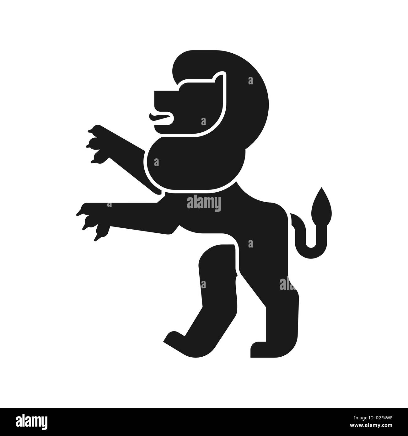 Lion Heraldic animal silhouette. Fantastic Beast. Monster for coat of arms. Heraldry design element Stock Vector