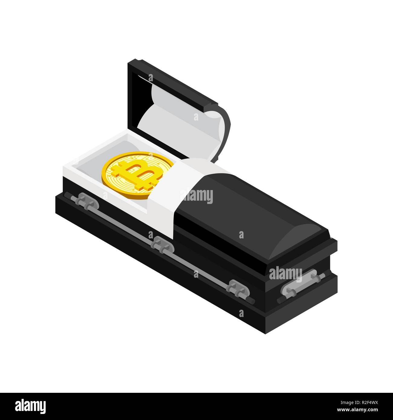 Death bitcoin in coffin. Rip cryptocurrency. Parting electronic money.  Sorrow Virtual cash Stock Vector Image & Art - Alamy