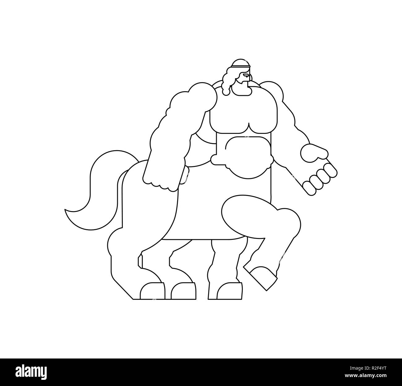 Centaur Heraldic animal linear style. half-man half horse Fantastic Beast. Monster for coat of arms. Heraldry design element. Stock Vector
