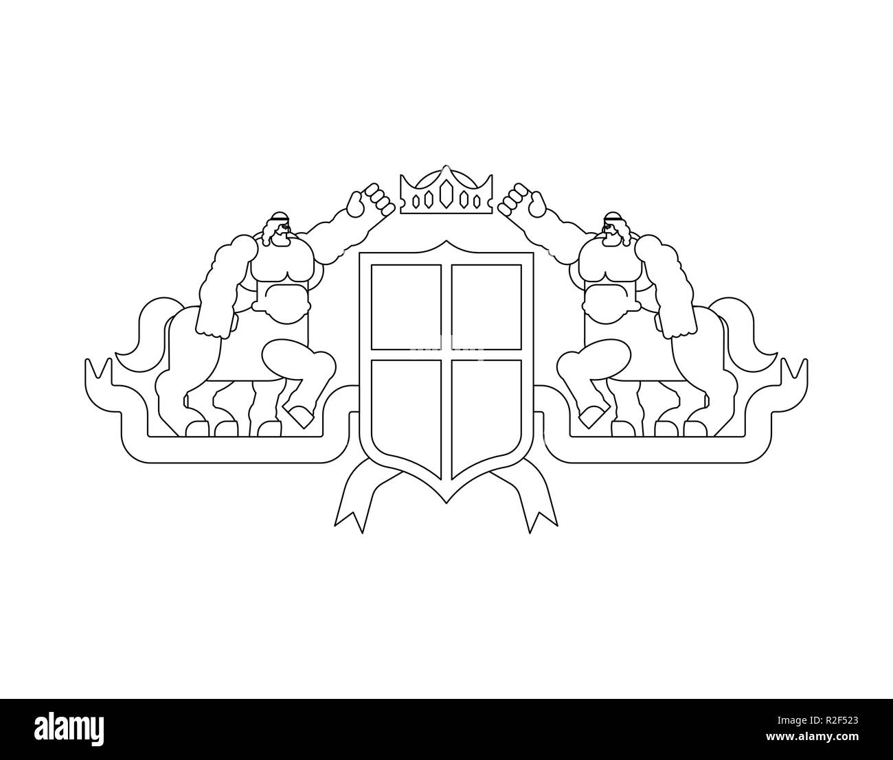 Heraldic Shield Centaur and crown. Fantastic Beasts. Template heraldry design element. Coat of arms of royal family Stock Vector