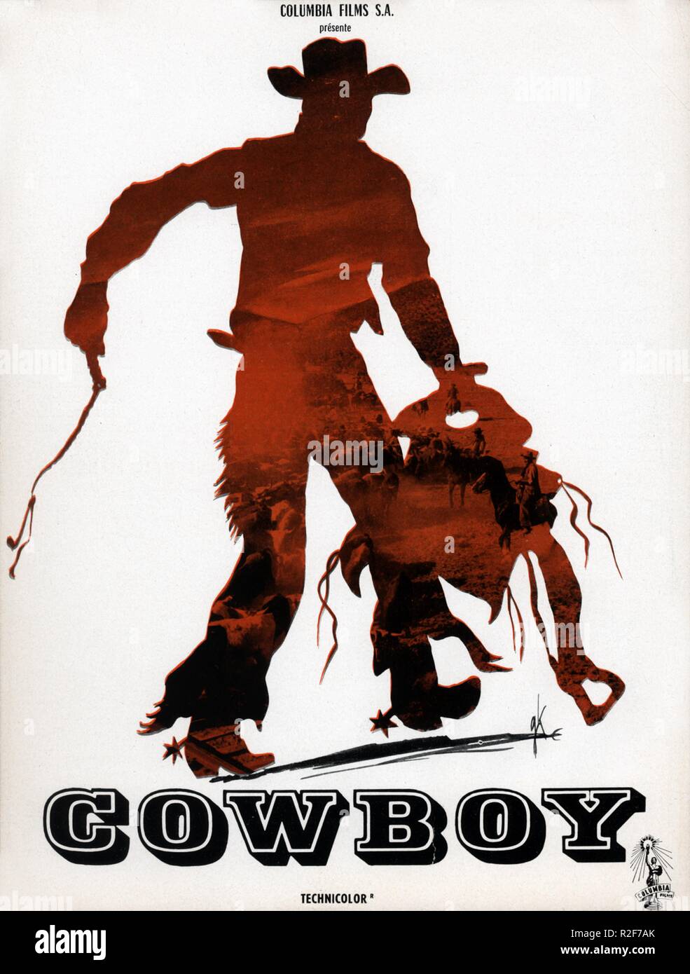 Cowboy Year : 1958 USA Director : Delmer Daves Movie poster Stock Photo