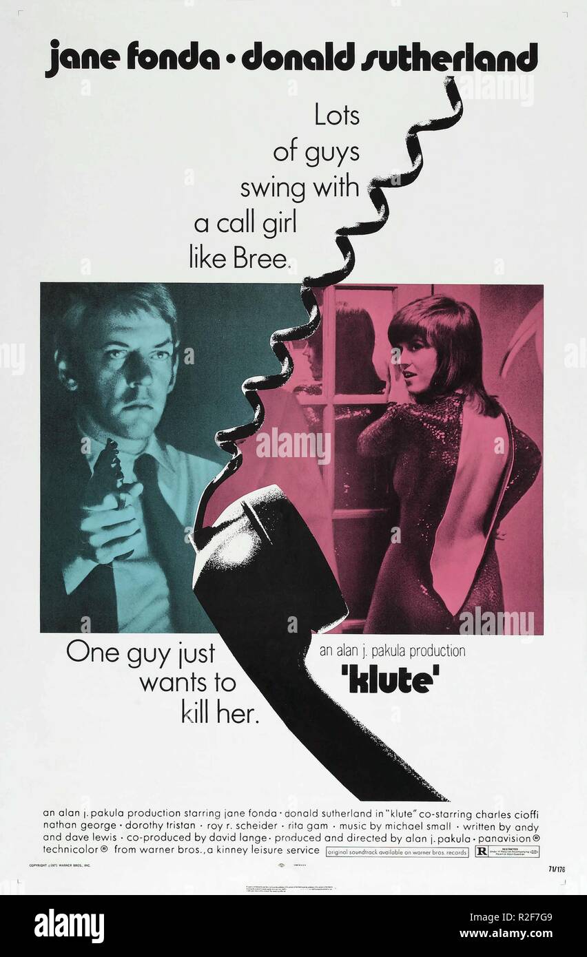 Klute Year : 1971 Director : Alan J. Pakula Donald Sutherland, Jane Fonda Movie poster  (USA) Stock Photo