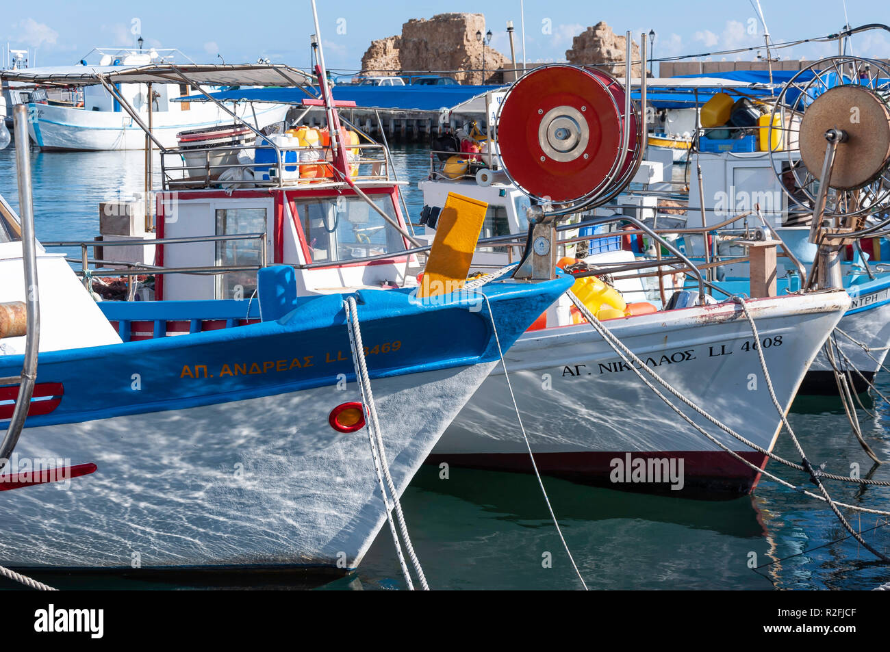 Traditional fishing boats in Paphos Harbour, Paphos (Pafos), Pafos