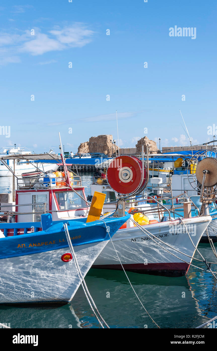 Traditional fishing boats in Paphos Harbour, Paphos (Pafos), Pafos