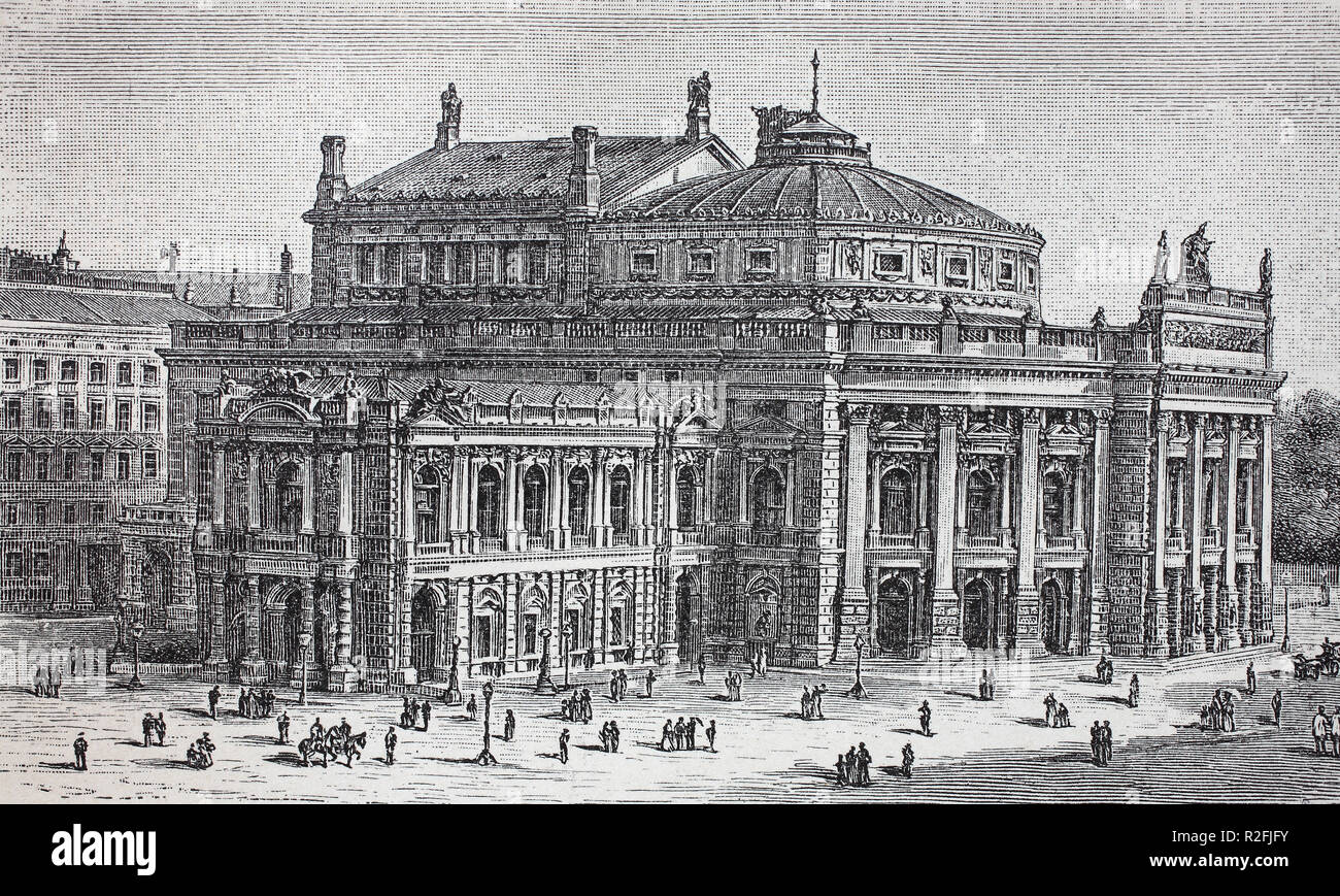 Digital improved reproduction, the Hofburg theater at Vienna, Austria, in the year 1889, from an original print from the 19th century Stock Photo