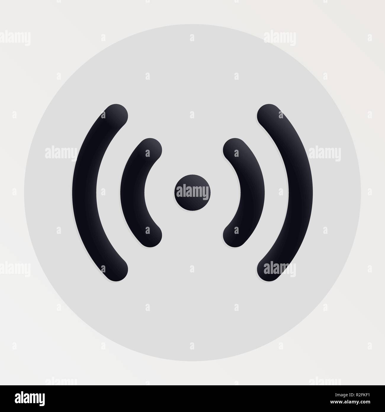 Online blended bold black line icon. Vector illustration of radio waves shape fluid pictogram in a circle over white background for your design Stock Vector