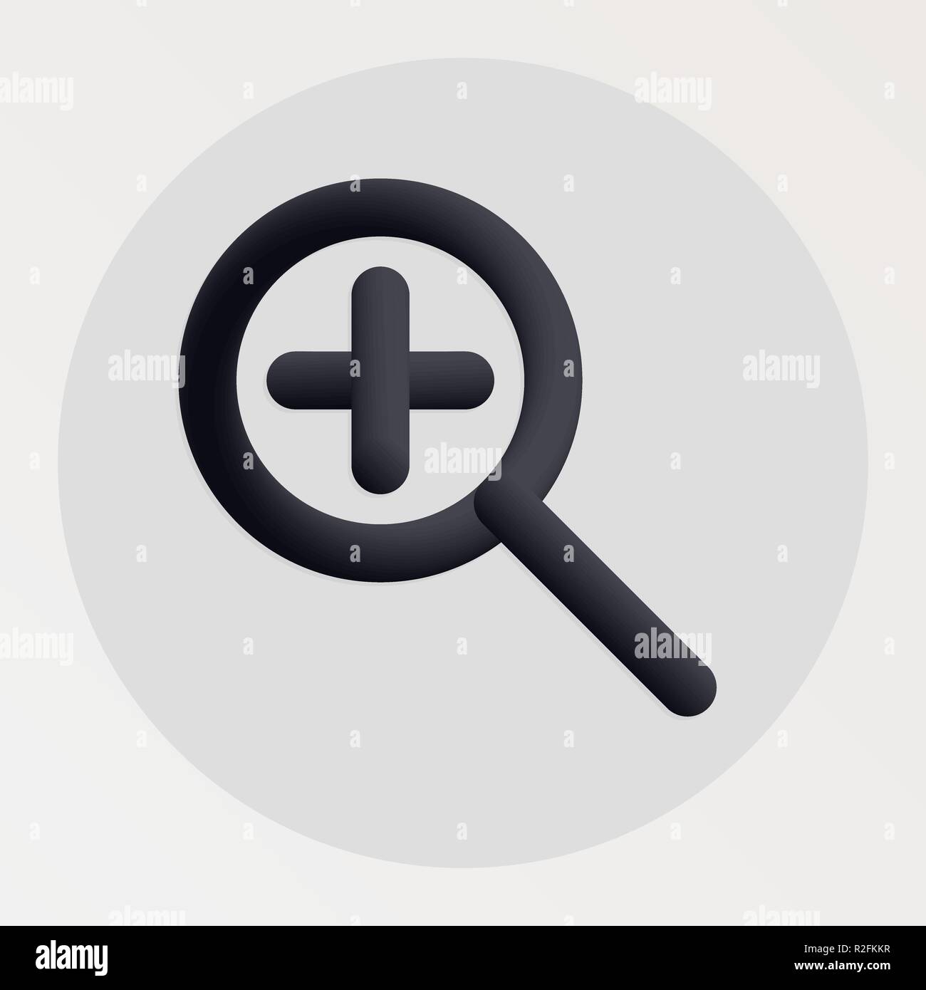 Zoom blended bold black line icon. Vector illustration of magnifying glass with plus shape fluid pictogram in a circle over white background Stock Vector