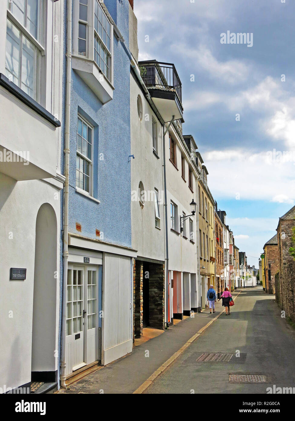 A colourful terrace of hisptirc house along The Strand in Topsham