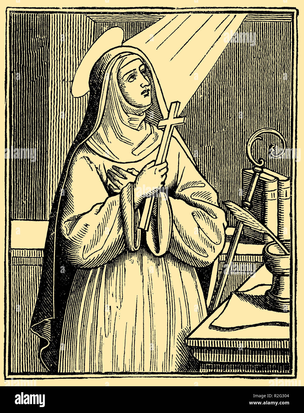 Blessed Hildegard von Bingen (1098–1179), Christian mystic, German Benedictine abbess, visionary, and polymath Stock Photo - Alamy