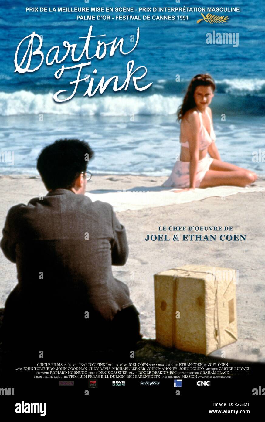 Barton Fink  Year : 1991  USA / UK Director : Joel Coen John Turturro Movie poster (Fr)   Palme d'or Cannes 1991 Stock Photo