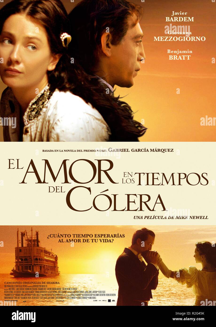 Love in the Time of Cholera  Year : 2007 USA Director : Mike Newell Giovanna Mezzogiorno, Javier Bardem  Movie poster (Sp) Stock Photo