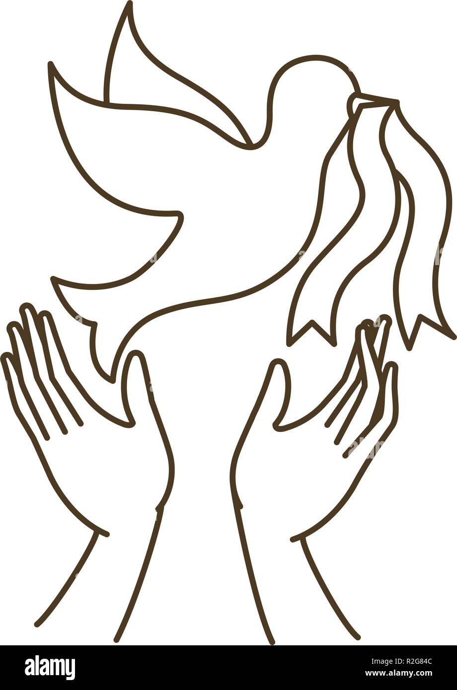 dove of peace with open hands avatar character Stock Vector Image & Art ...
