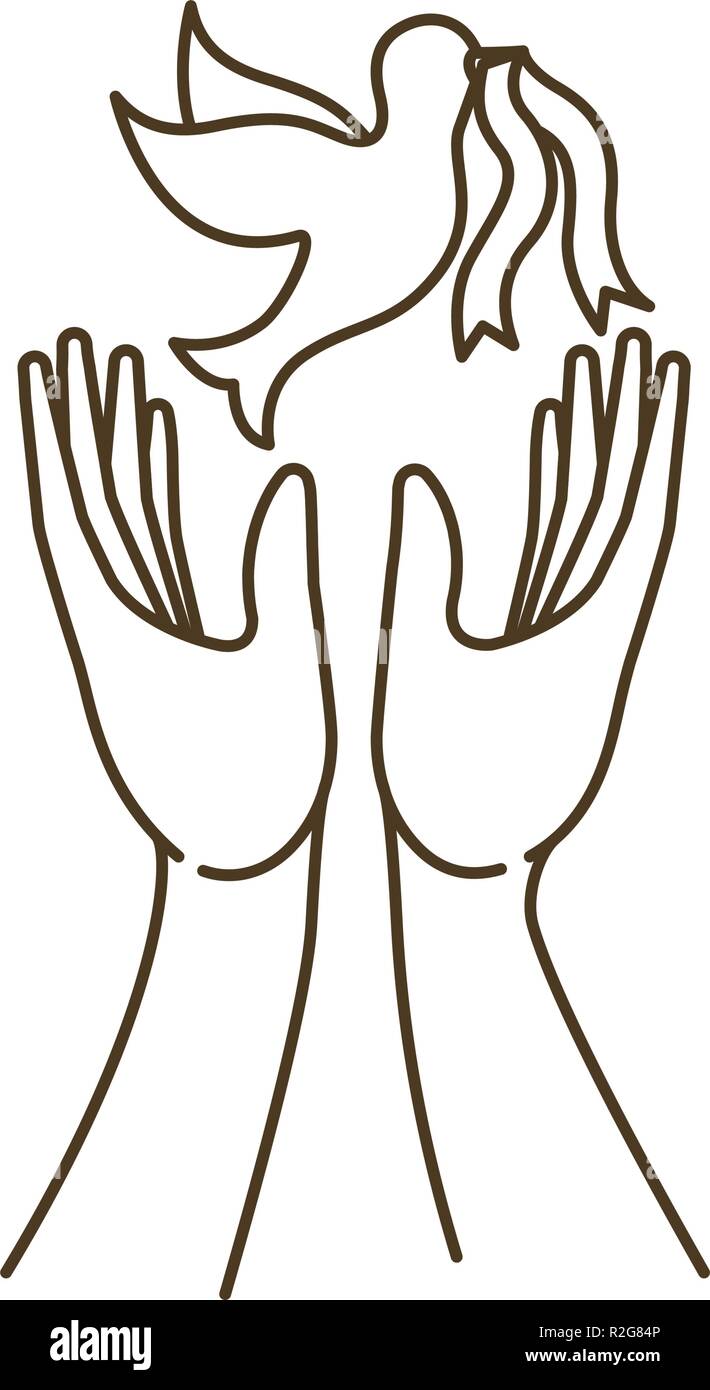 dove of peace with open hands avatar character Stock Vector Image & Art ...